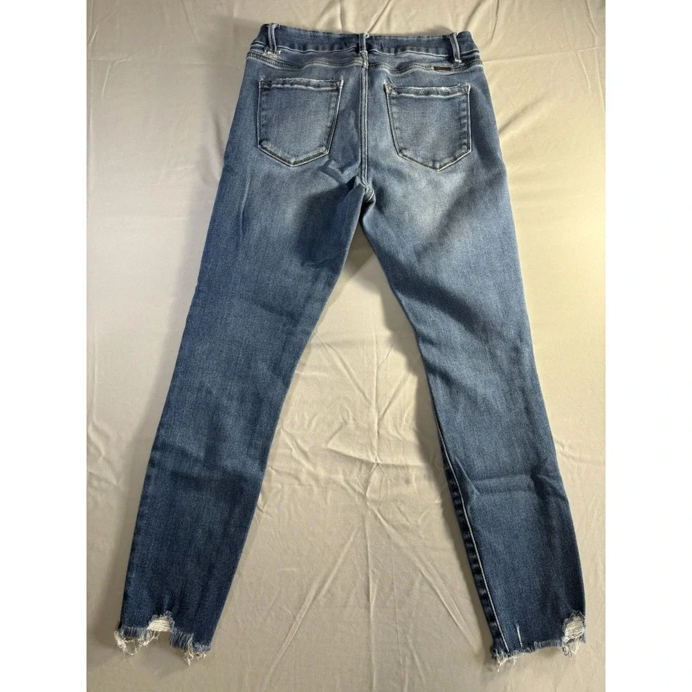KanCan Curvy Women's Distressed Button‎ Fly Crop Skinny Jeans Raw Hem 11/29